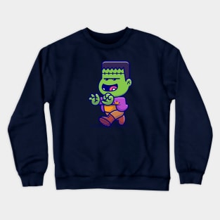 Cute Frankenstein Walking Cartoon Crewneck Sweatshirt